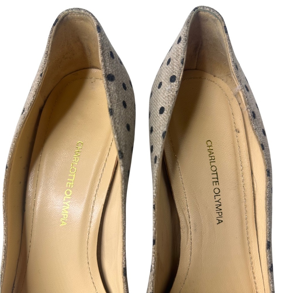 Charlotte Olympia Beige and Black Polka Dot Heels - Picture 3 of 7